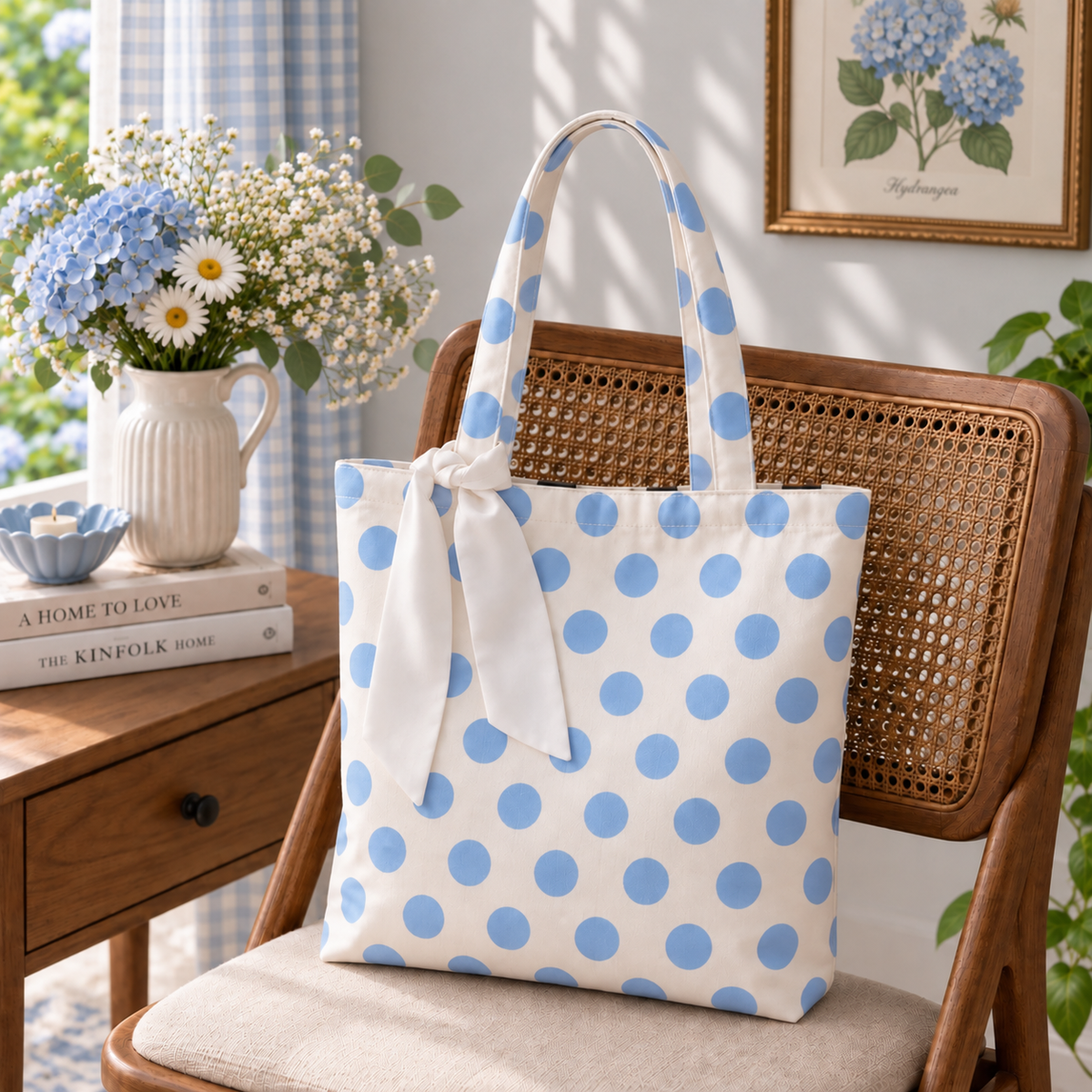 Blue Polka Tote Bag