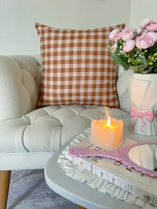 Brown Gingham Cushion