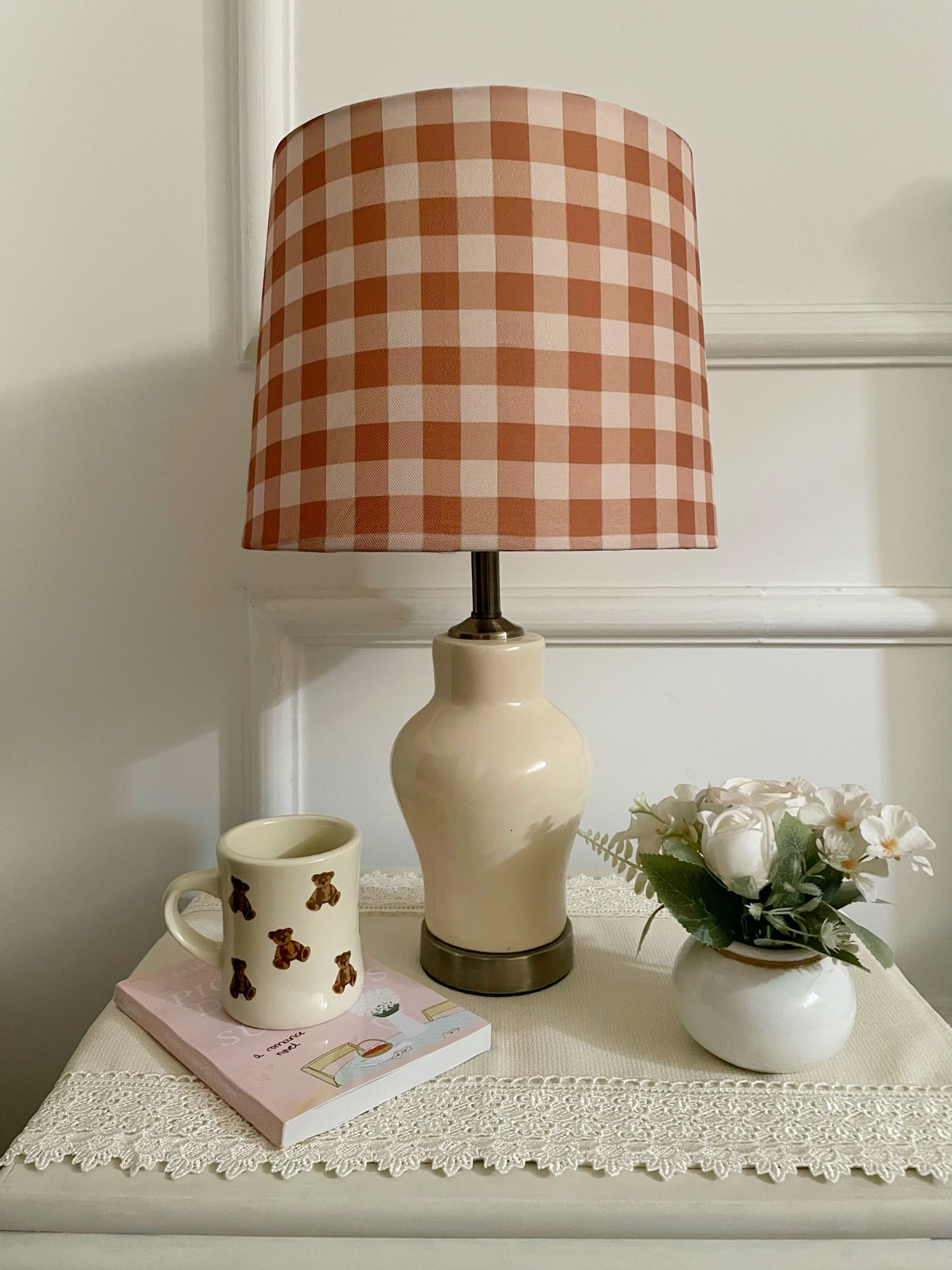 Brown Gingham lamp shade