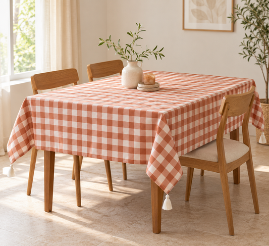 Brown Gingham Tablecloth