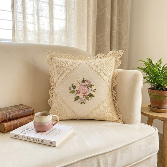 Crochet Ribbonwork Cushion