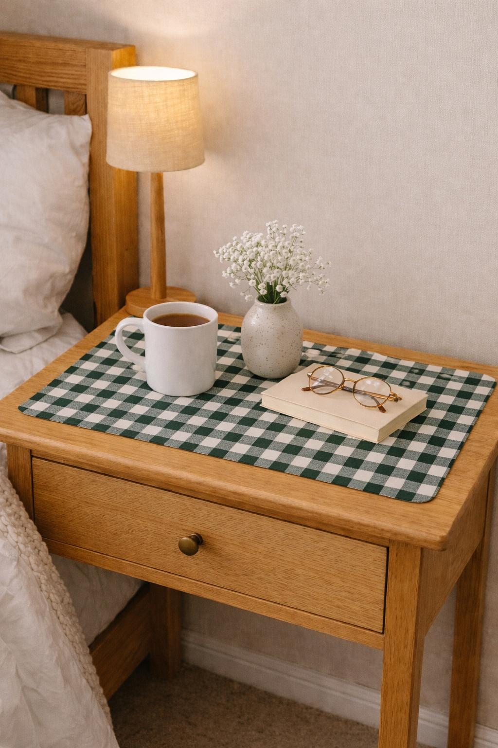 Dark Green Gingham Table Mat