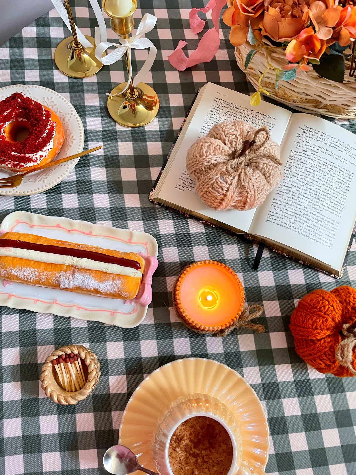 Dark Green Gingham Tablecloth