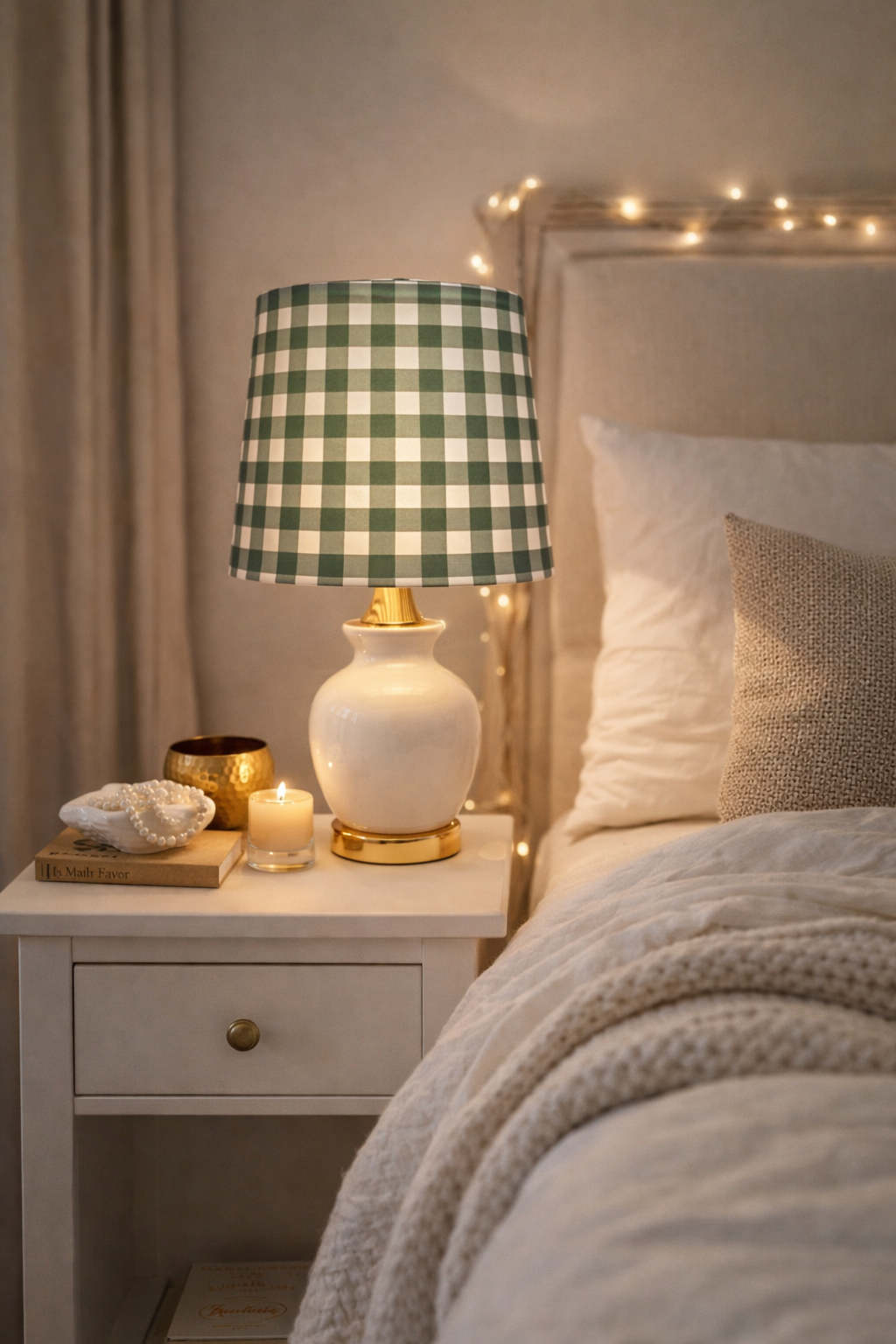 Dark Green Gingham lamp shade
