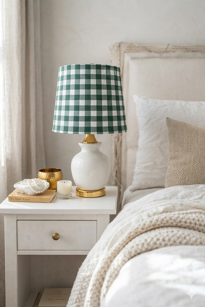 Dark Green Gingham lamp shade