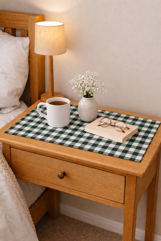 Dark Green Gingham Table Mat