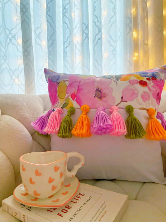Florence Cushion with Multi-colored Tassels