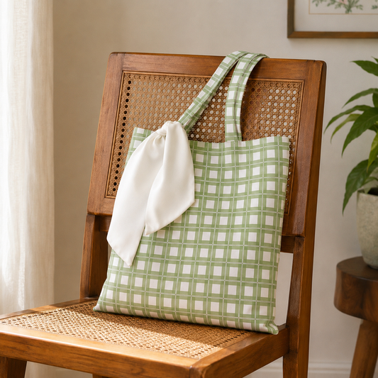 Green Chequered Tote Bag