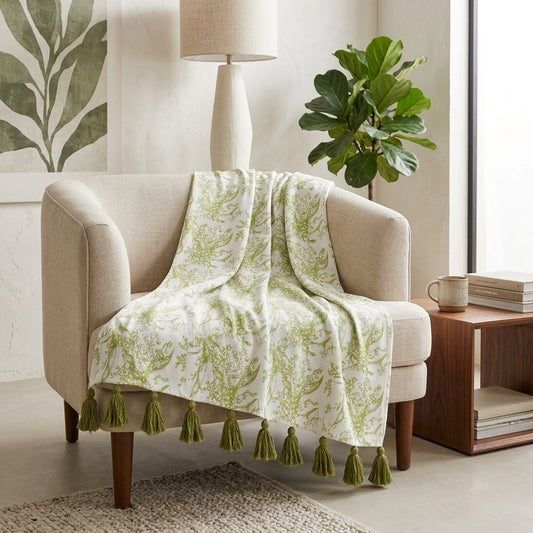Green Whisper Throw Blanket