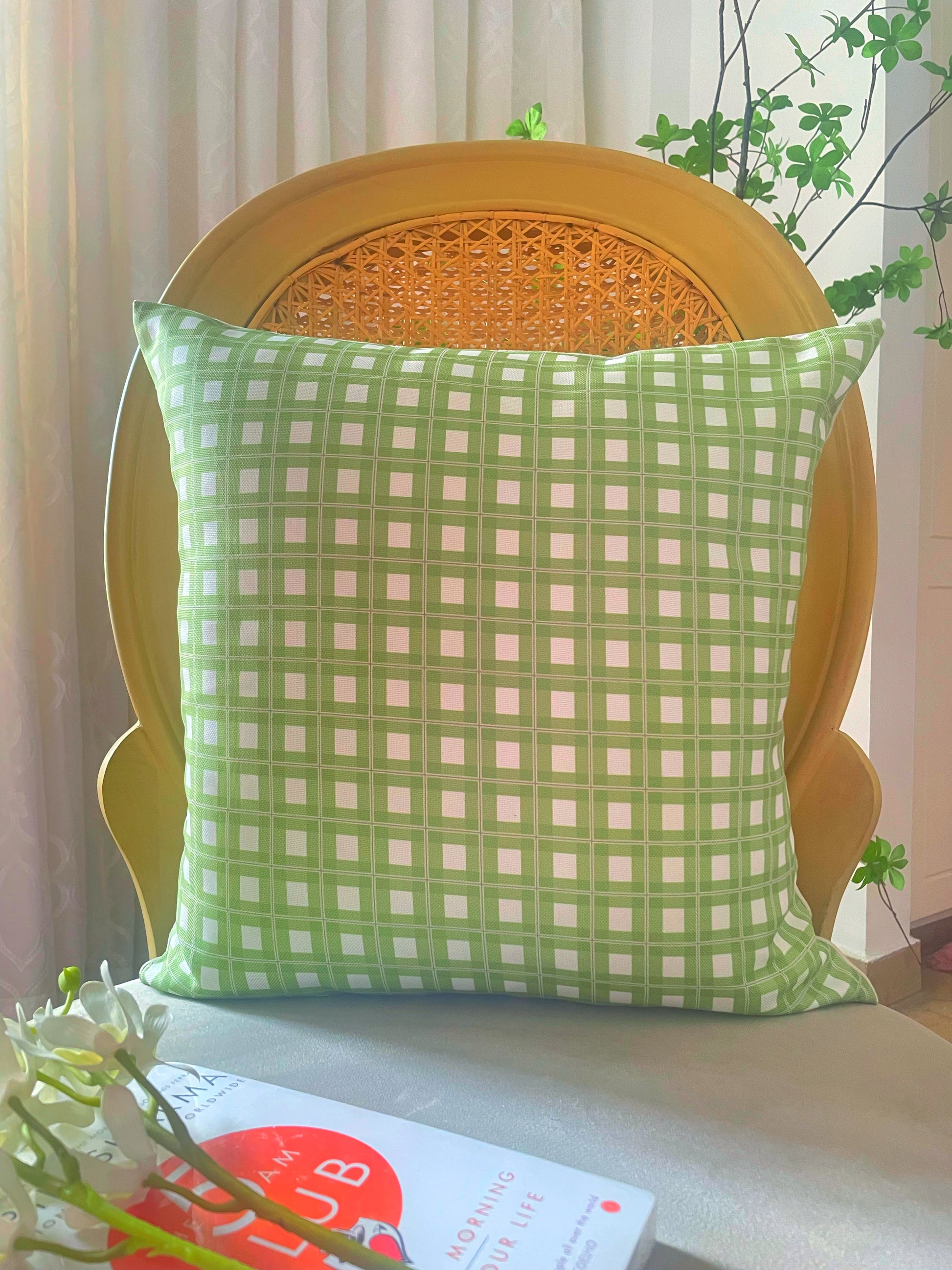 Green Chequered Cushion