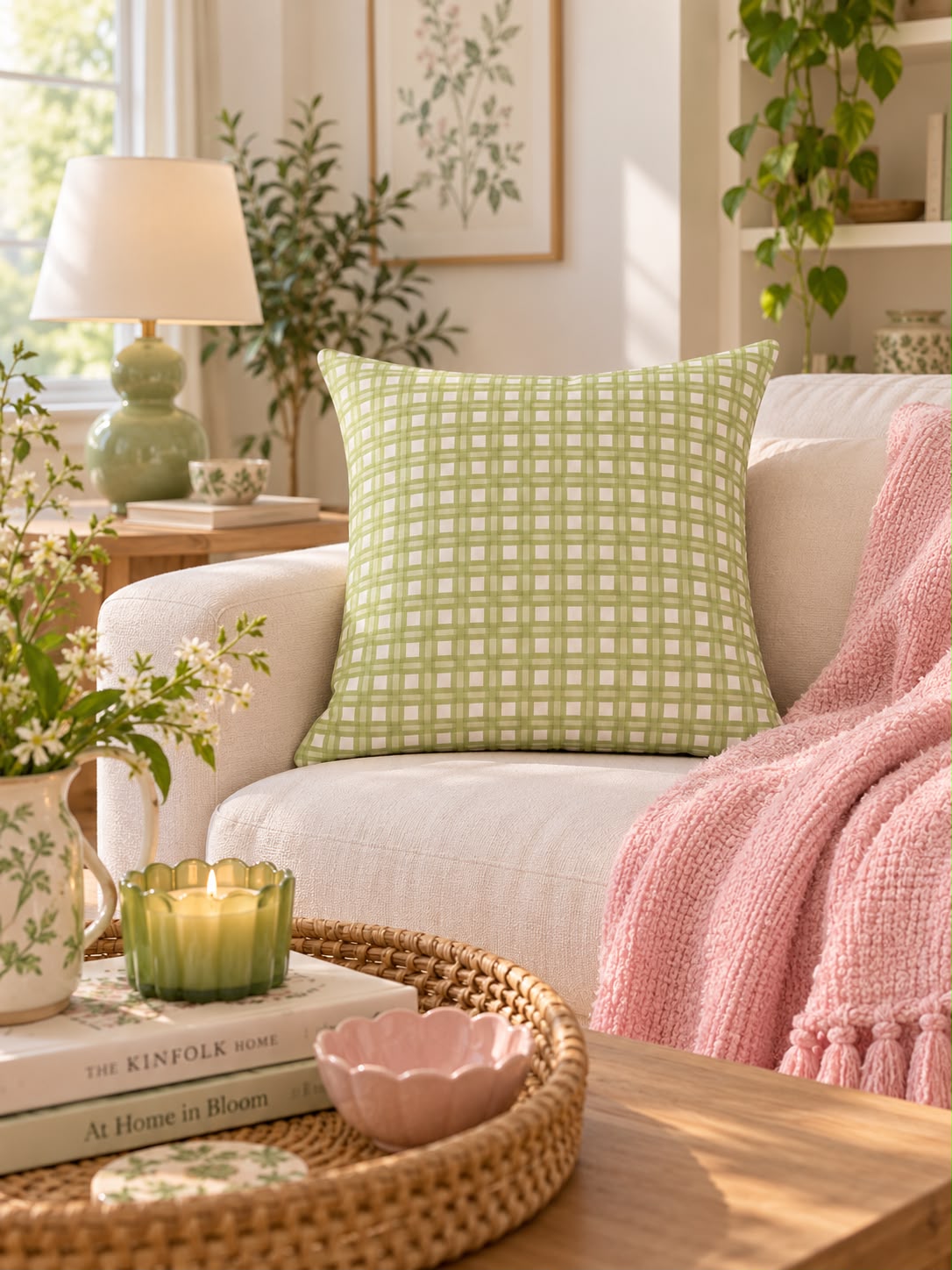 Green Chequered Cushion