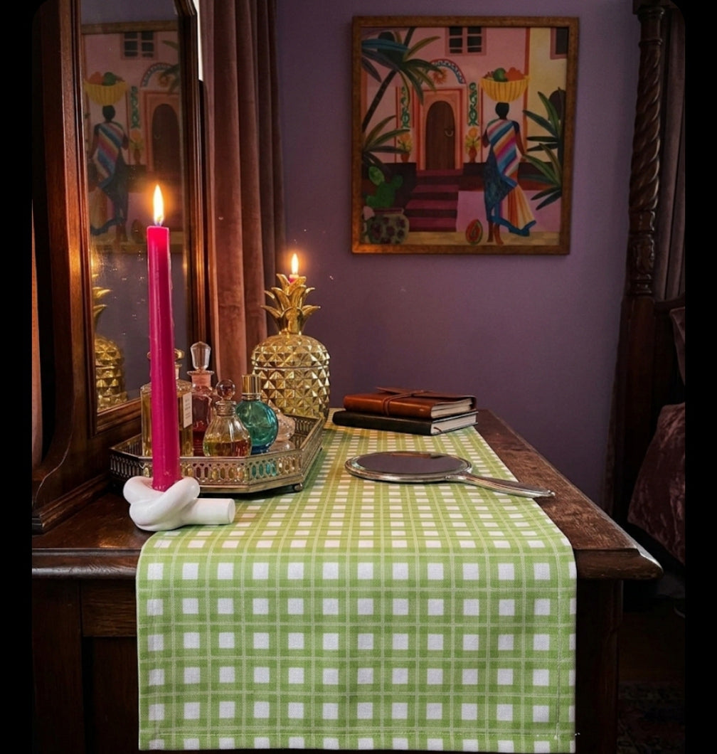 Green Chequered Table Runner