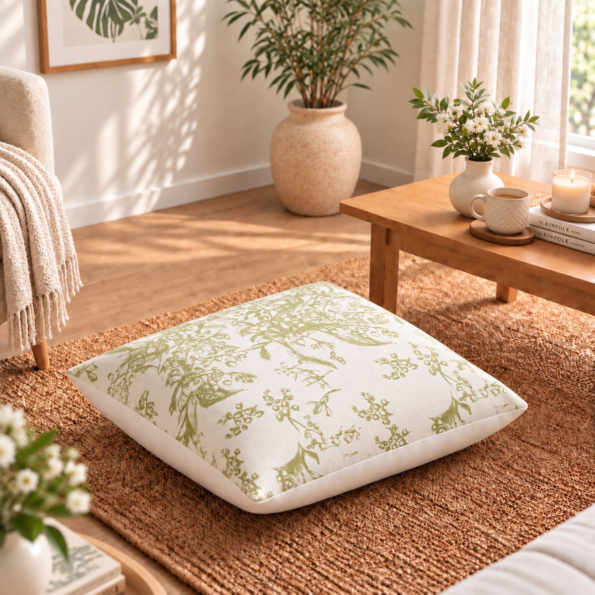 Floor Cushion Cover - Green Whisper