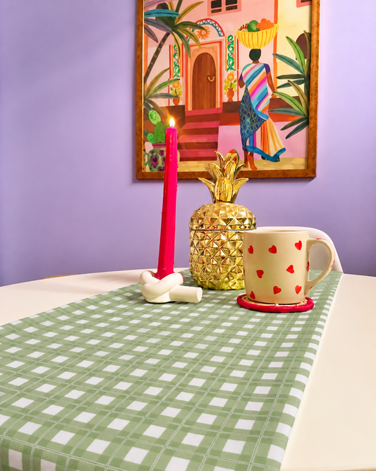 Green Chequered Table Runner