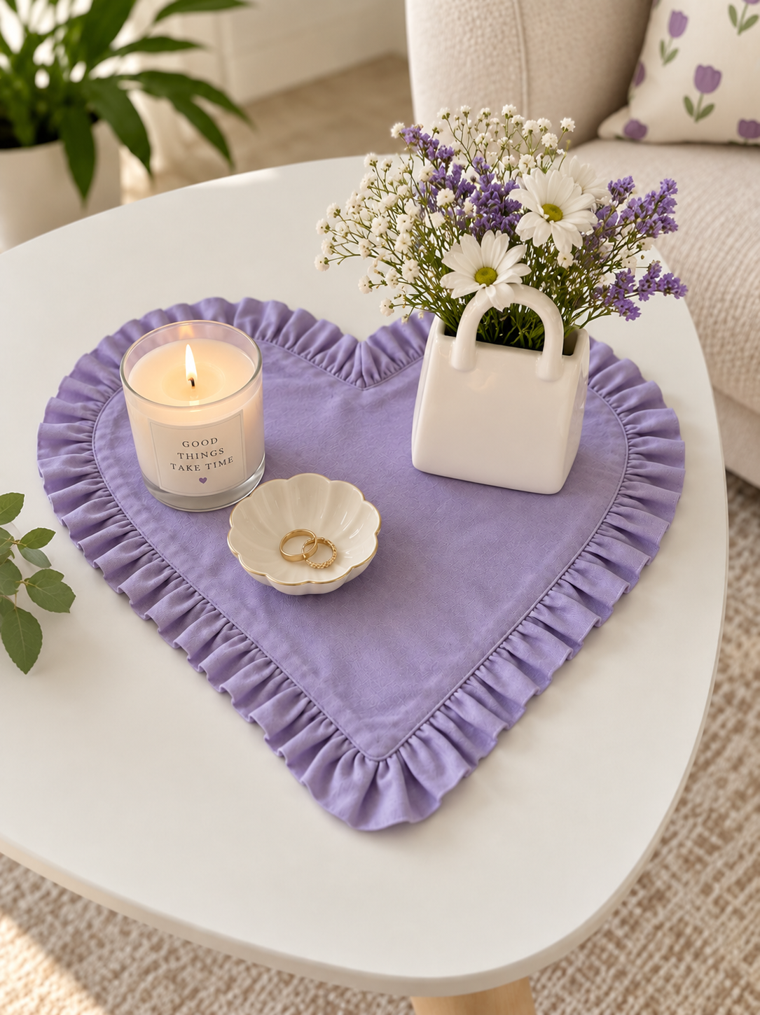 Heart Frilled Mat (Purple)