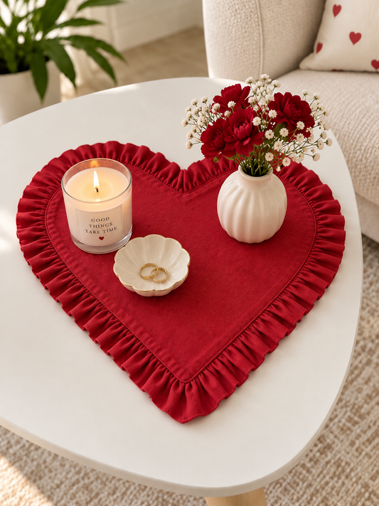 Heart Frilled Mat (Red)
