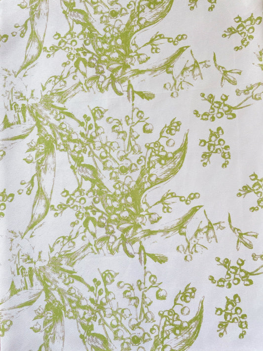 Floral pattern with green leaves on a white background