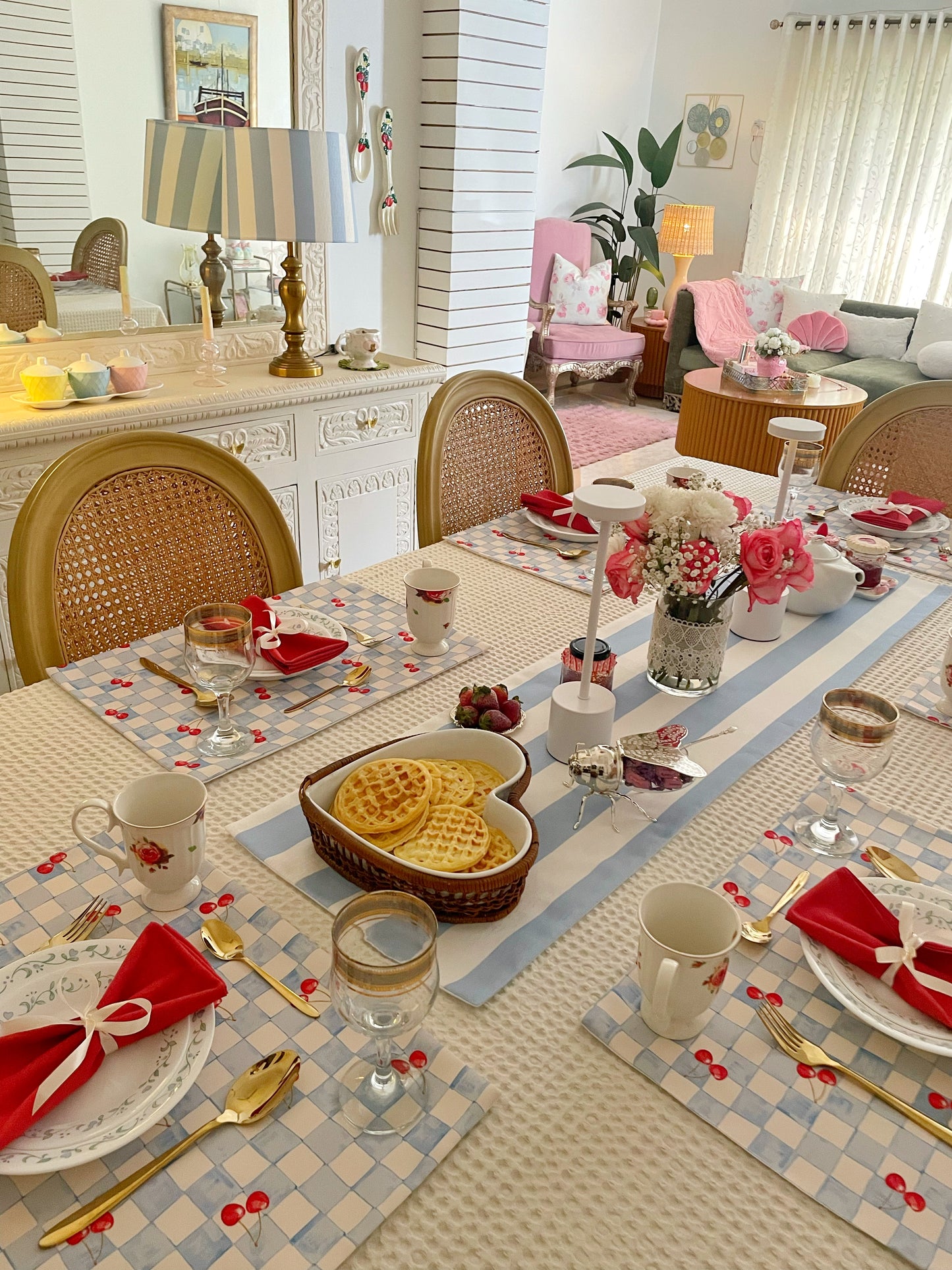 Light Blue Blend - Cherry Fields Table Linen Set