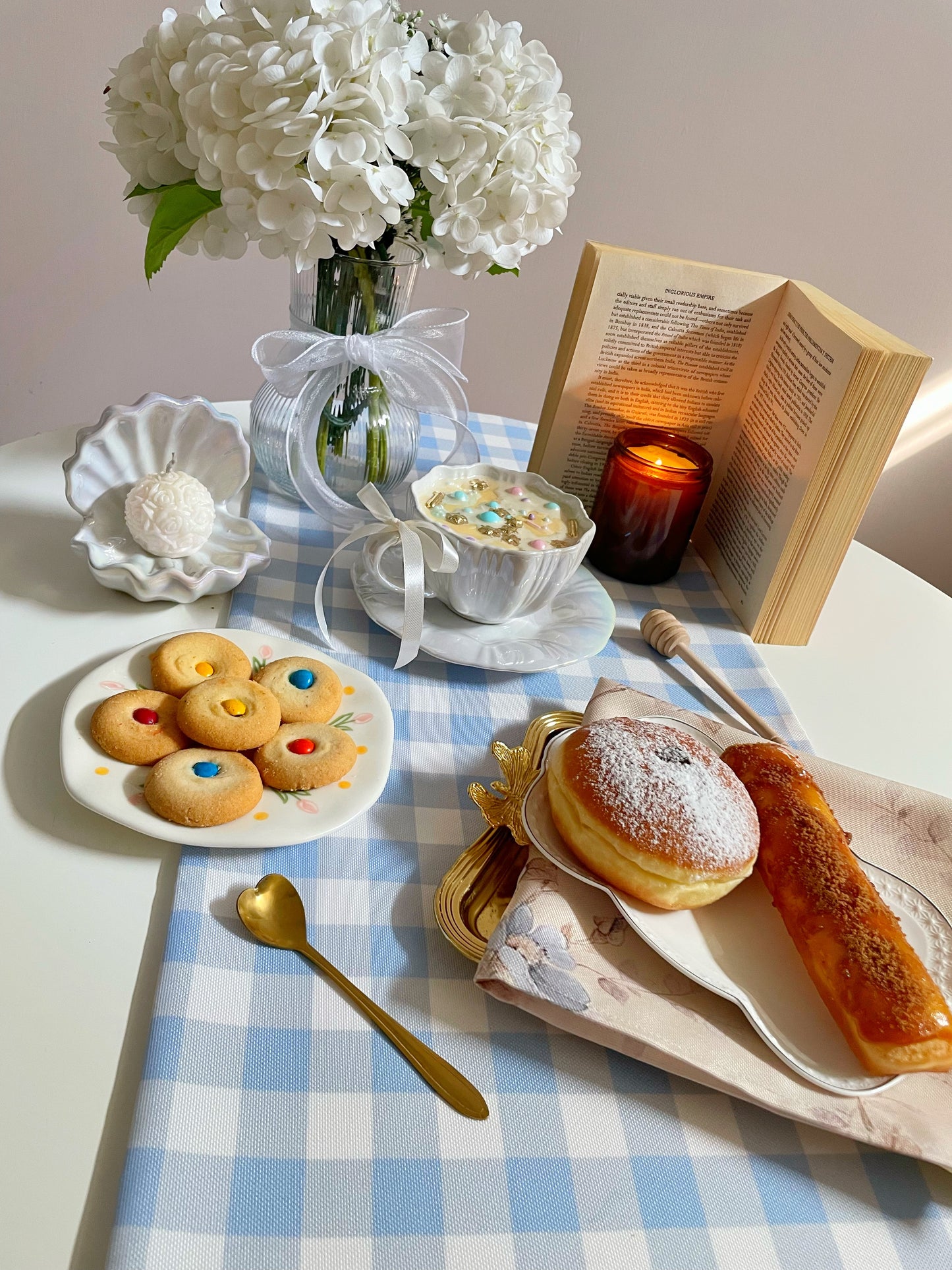 Light Blue Gingham Table Runner