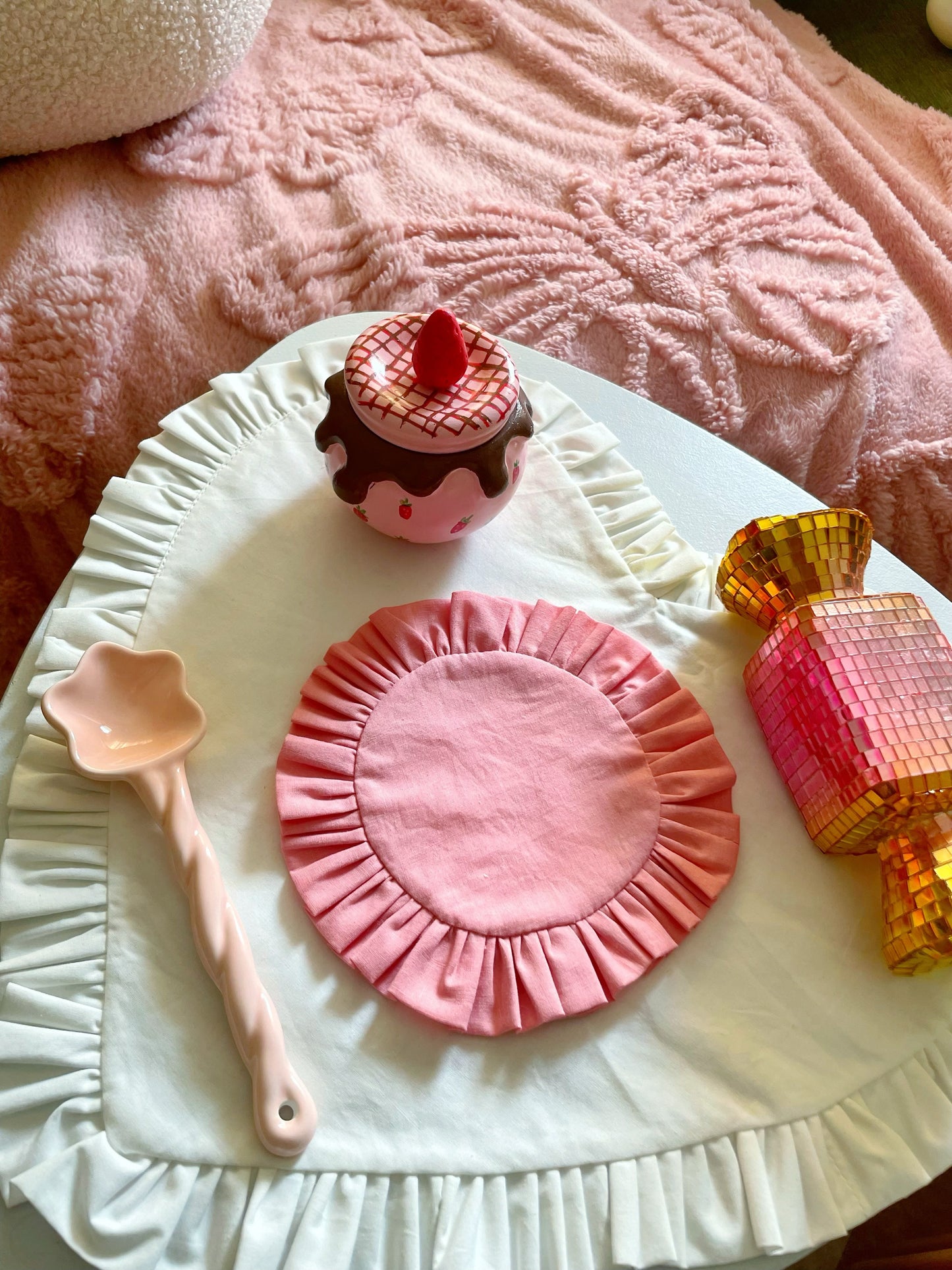 Light Pink Ruffle Coaster