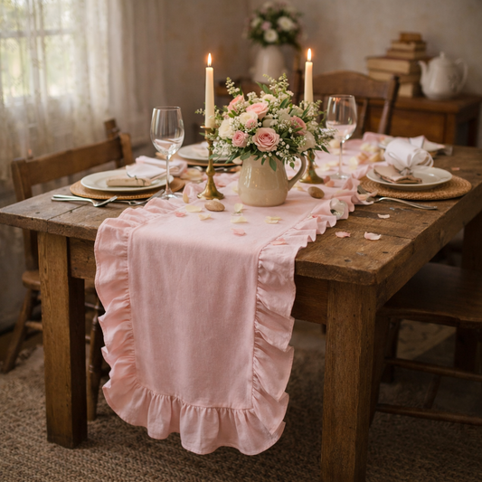 Ruffle Table Runner (Light Pink)