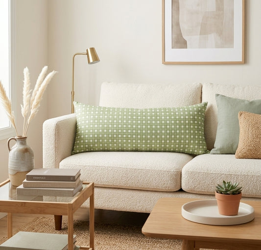 Lumbar Cushion - Green Chequered