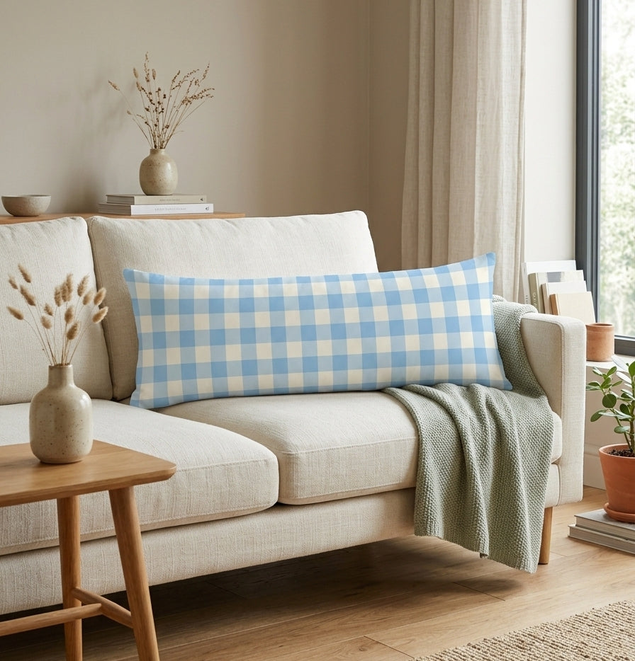Lumbar Cushion - Light Blue Gingham