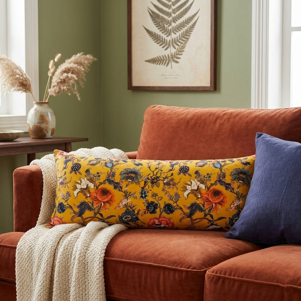 Lumbar Cushion - Yellow Vines