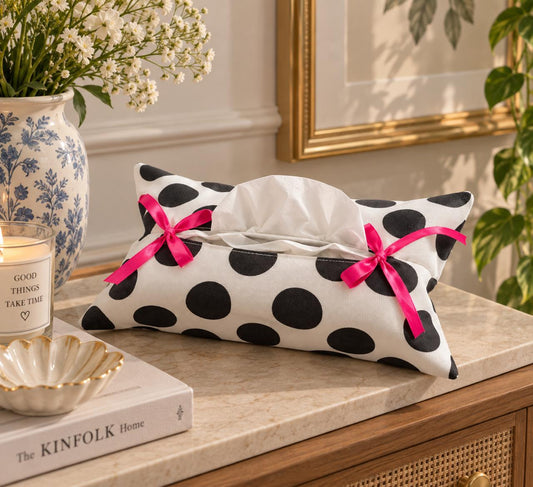Black Polka Tissue Box Cover