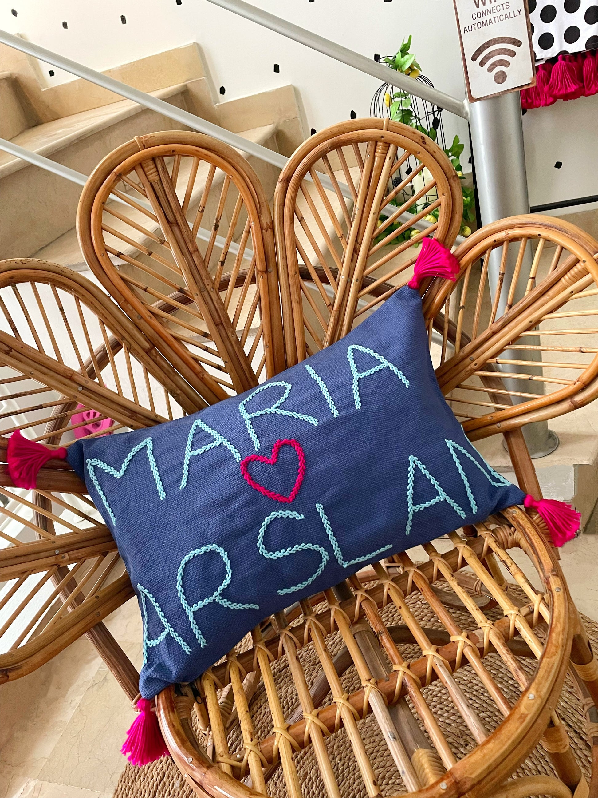 Embroidered cushion