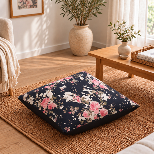 Floor Cushion Cover - Midnight Roses