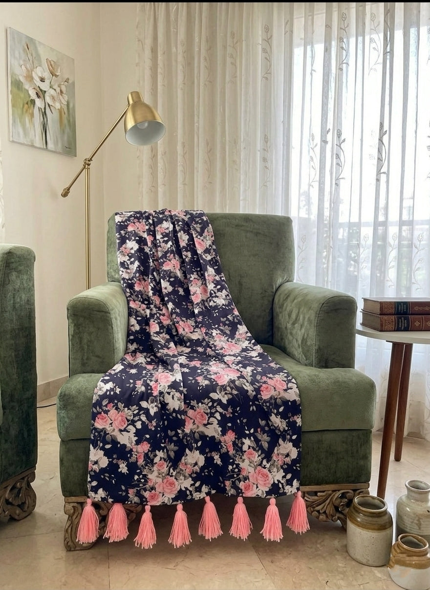 Midnight Roses Throw Blanket