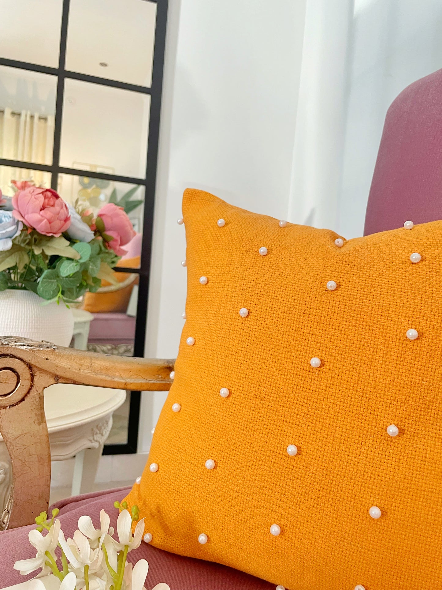 Pearls Cushion (Mustard)