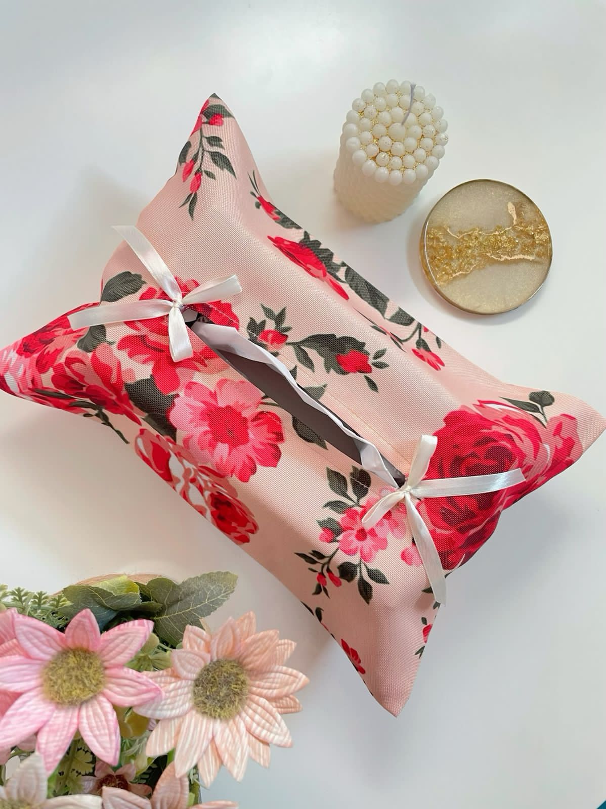 Peach Blossom Tissue Box Cover