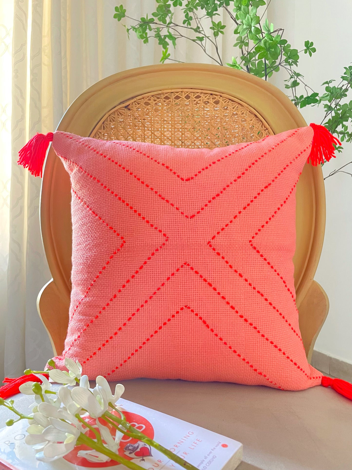 Peach_Embroidered_Cushion