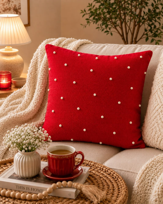 Pearls Cushion (Red)