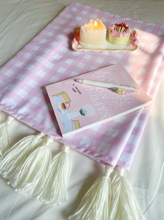 Pink Gingham Throw Blanket