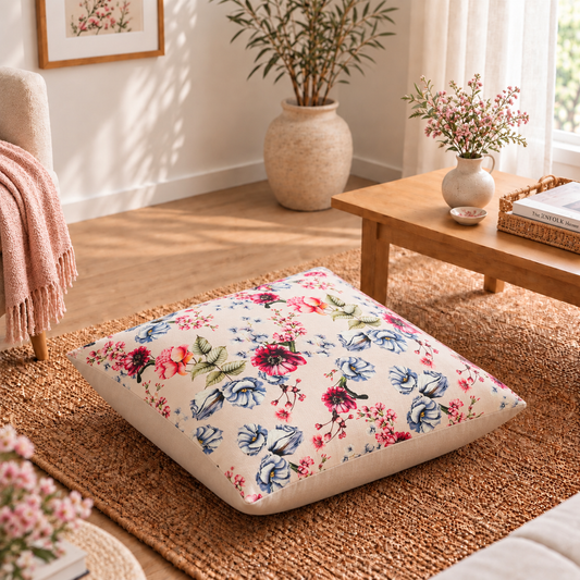 Floor Cushion Cover - Pink Carnation