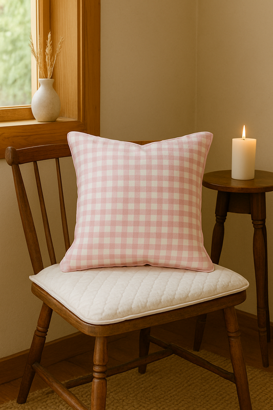 Pink Gingham Cushion