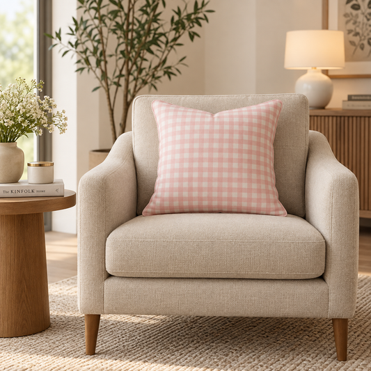 Pink Gingham Cushion