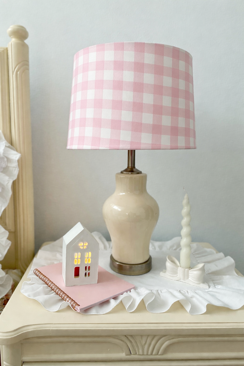 Pink Gingham lamp shade