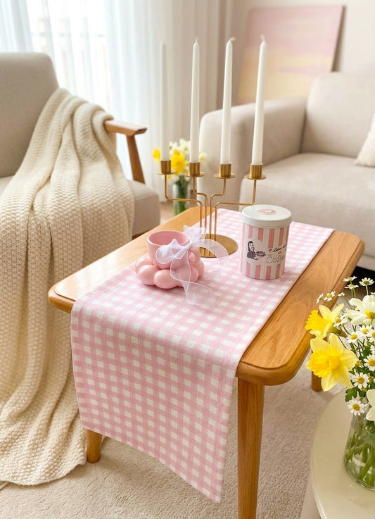 Pink Gingham Table Runner