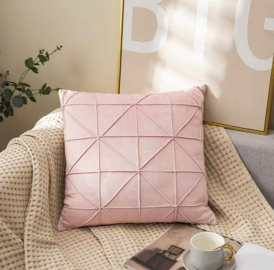 Pink Pleated Velvet Cushion