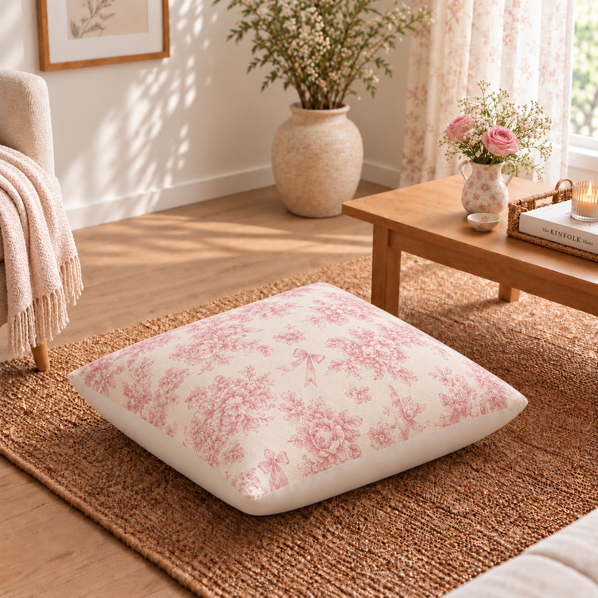 Floor Cushion Cover - Pink Whisper