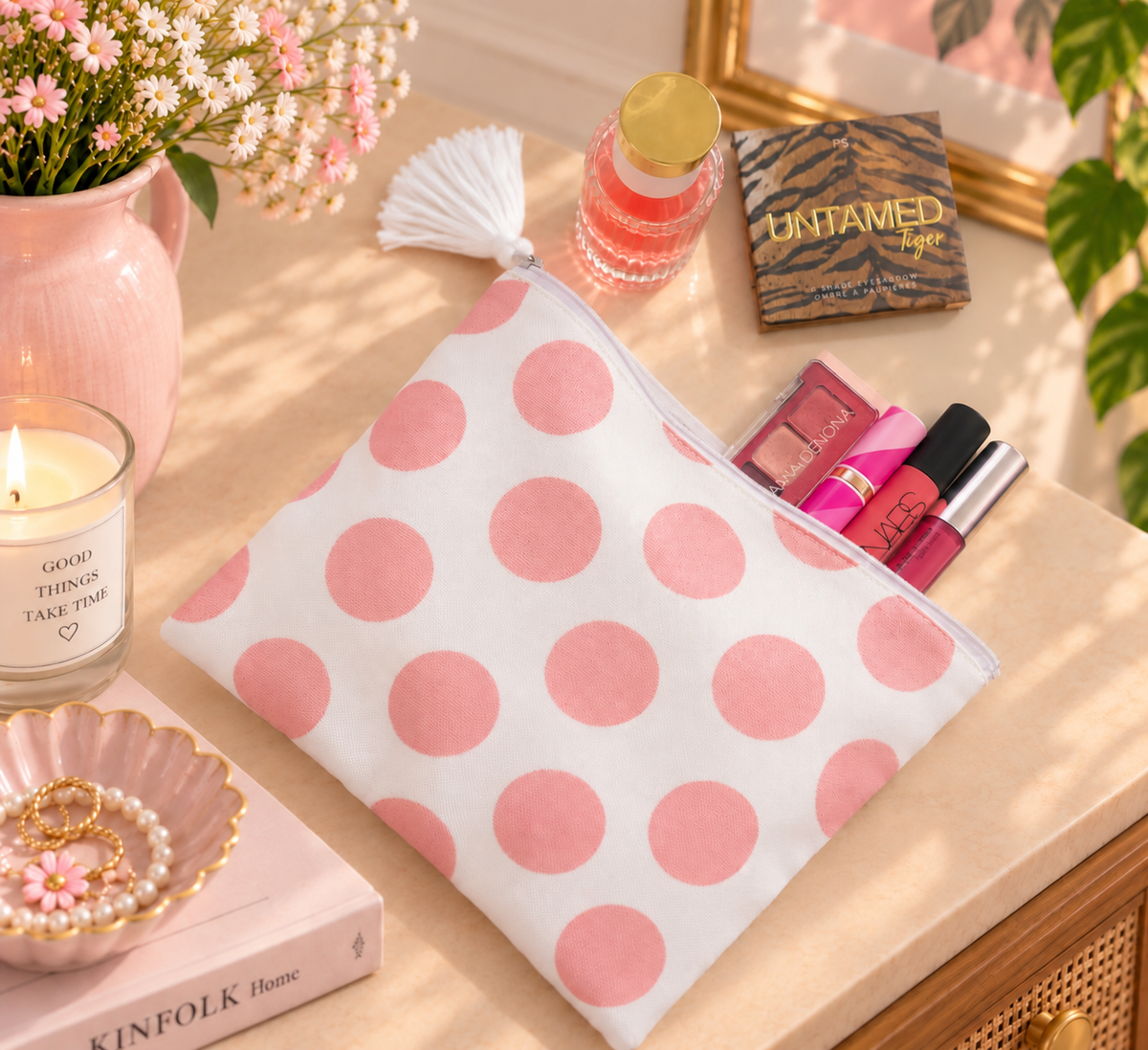 Pink Polka Makeup Pouch