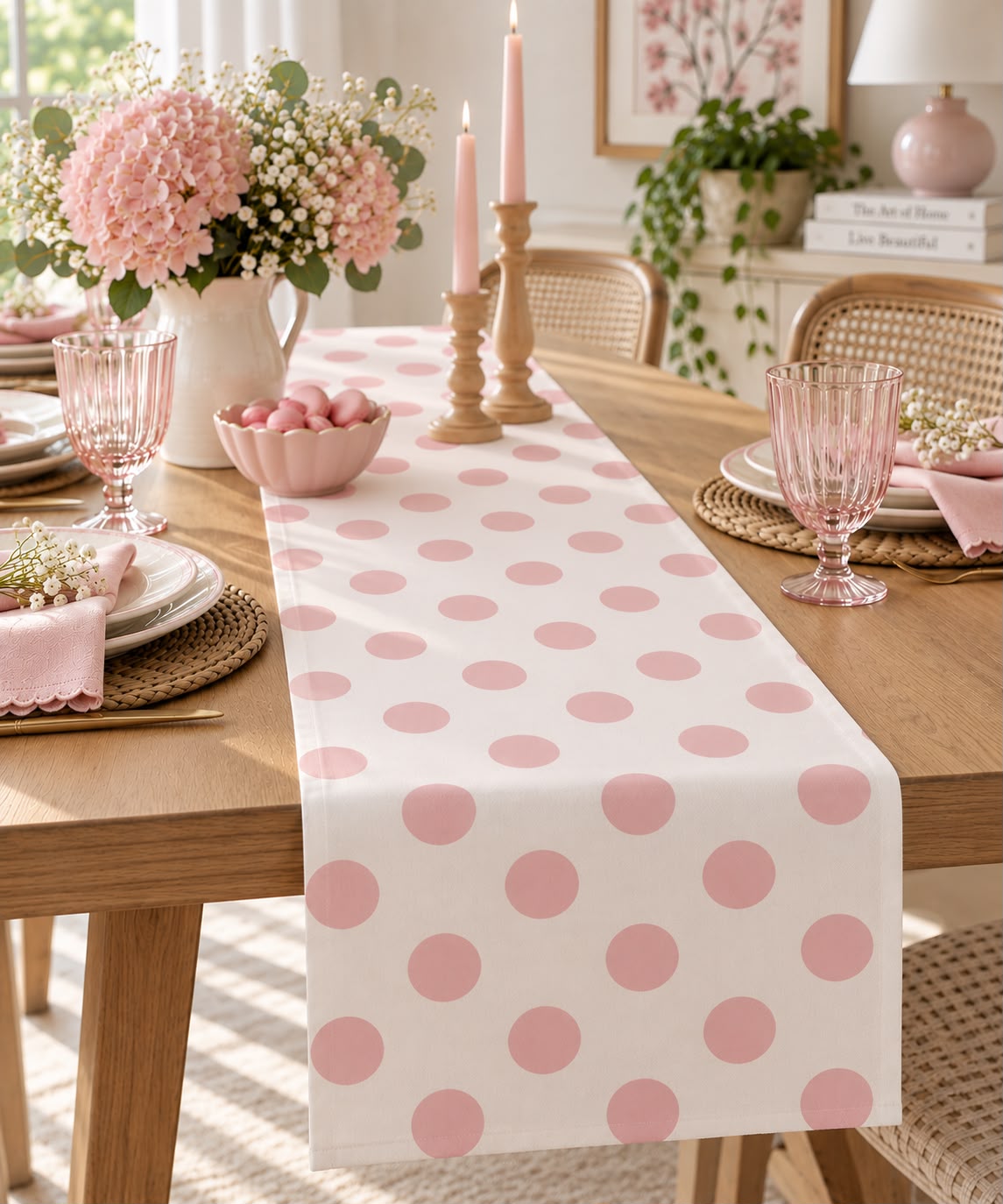 Pink Polka Table Runner