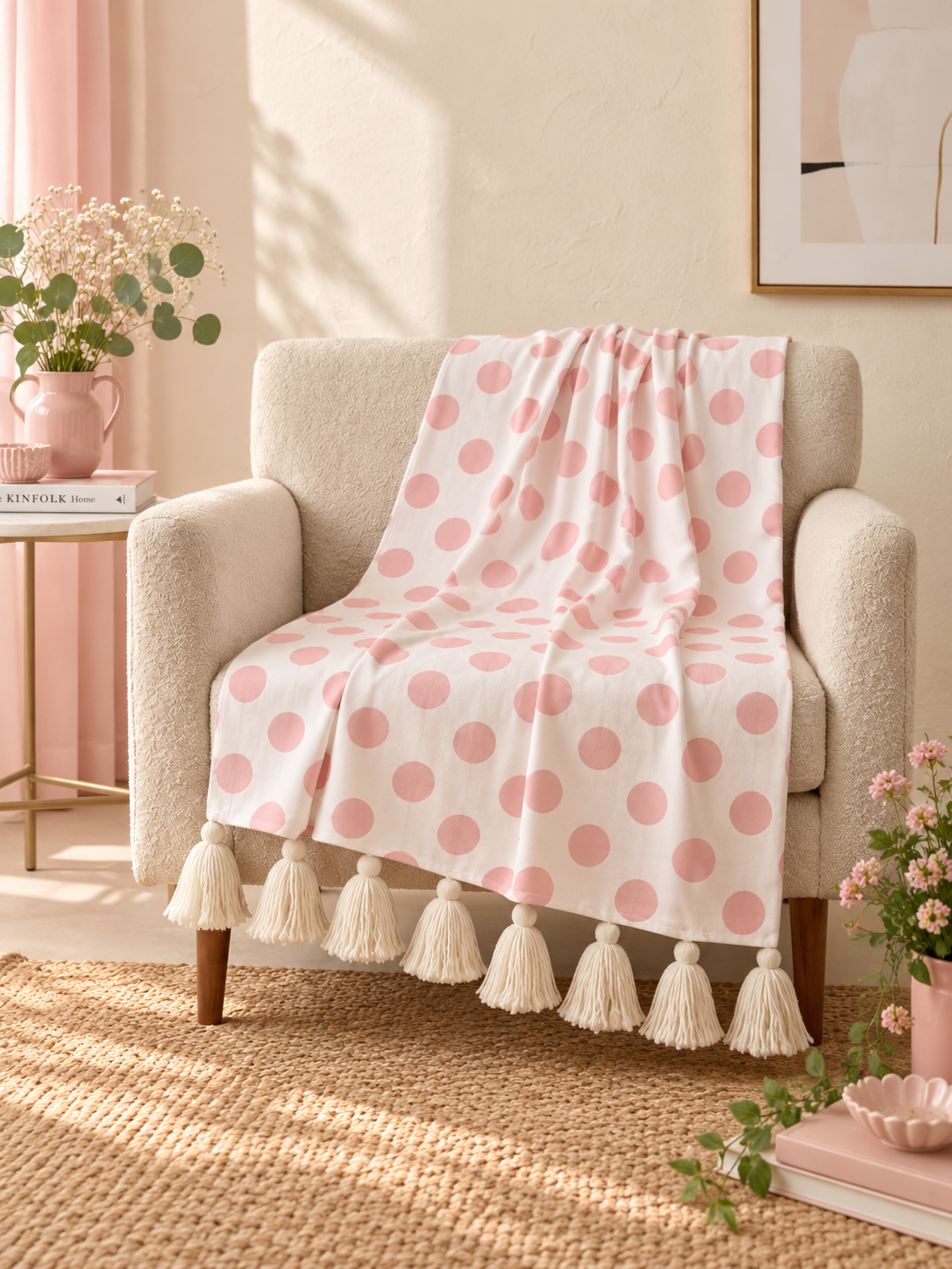 Pink Polka Throw Blanket