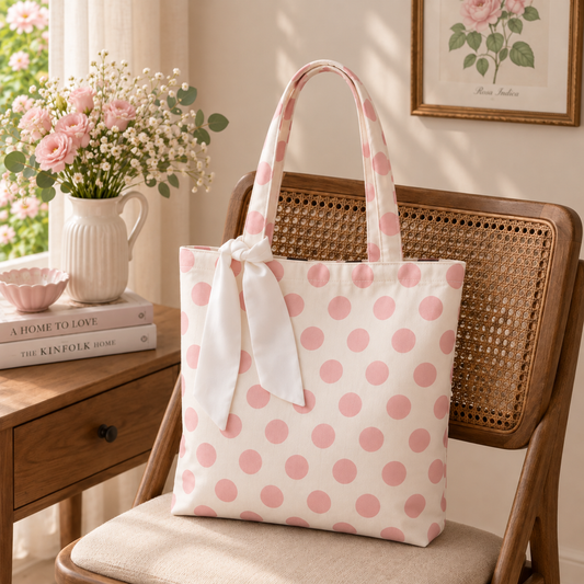 Pink Polka Tote Bag