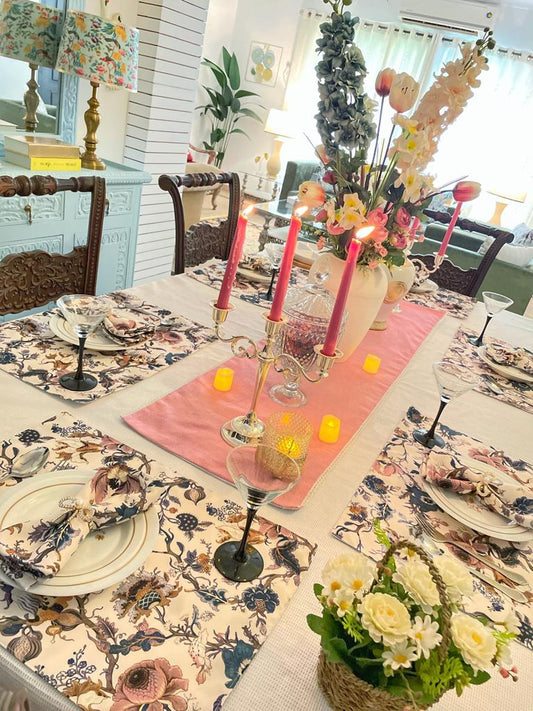 Plain Pink - Oatmeal Table Linen Set