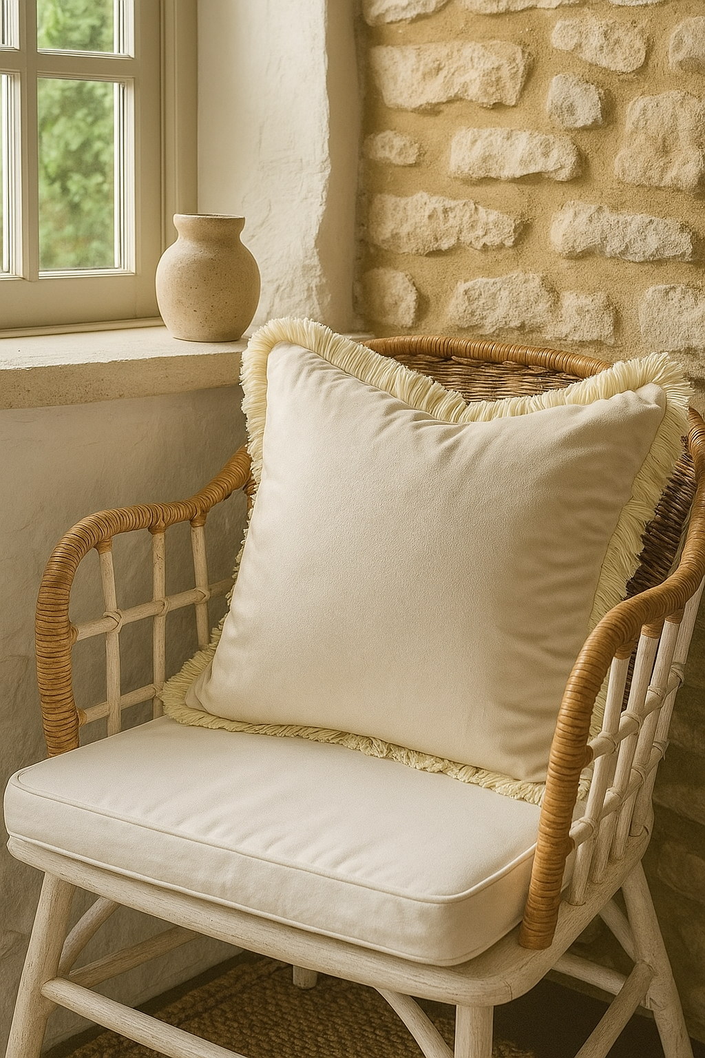 Beige Cushion with Frill